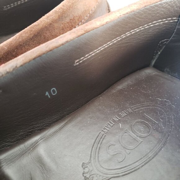 Tod's Men's Brown Leather Gommino Driving Penny Loafers Red Stitching UK10 US11 - Picture 8 of 11